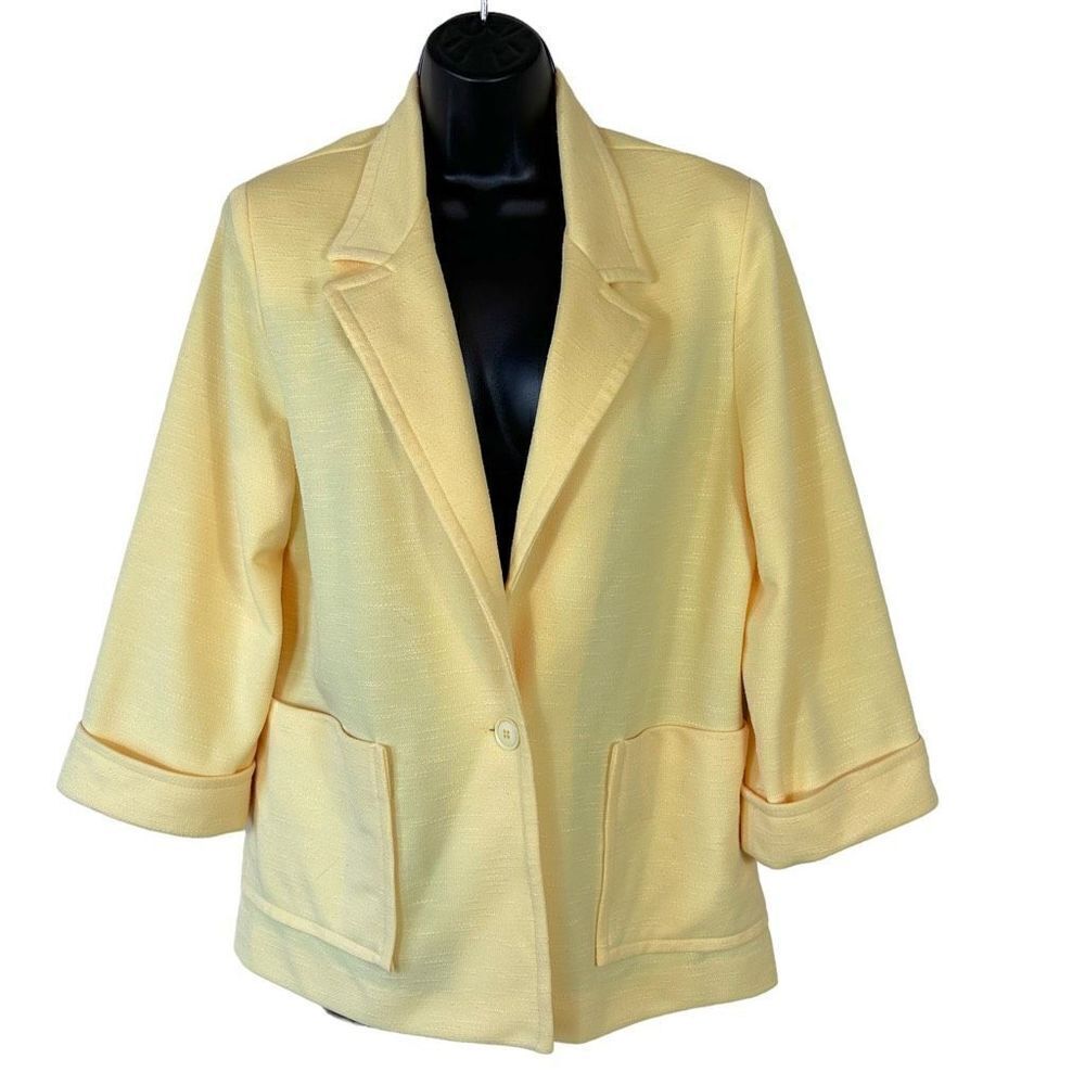 Vintage Graff Californiawear Yellow Casual Polyester Blazer